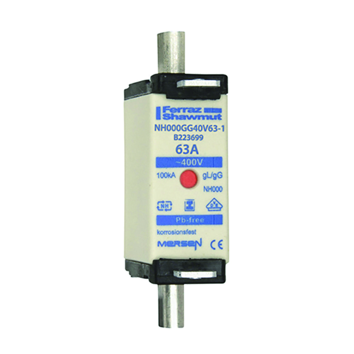 B223699 - NH fuse-link gG, 400VAC, size 000, 63A double indicator/insulated tags